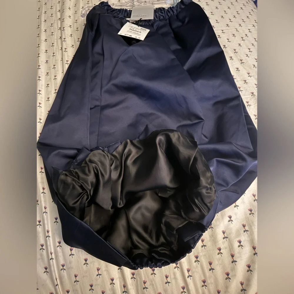 Zara collection taffeta voluminous midi blue skirt limited edition sz.S - Picture 10 of 10